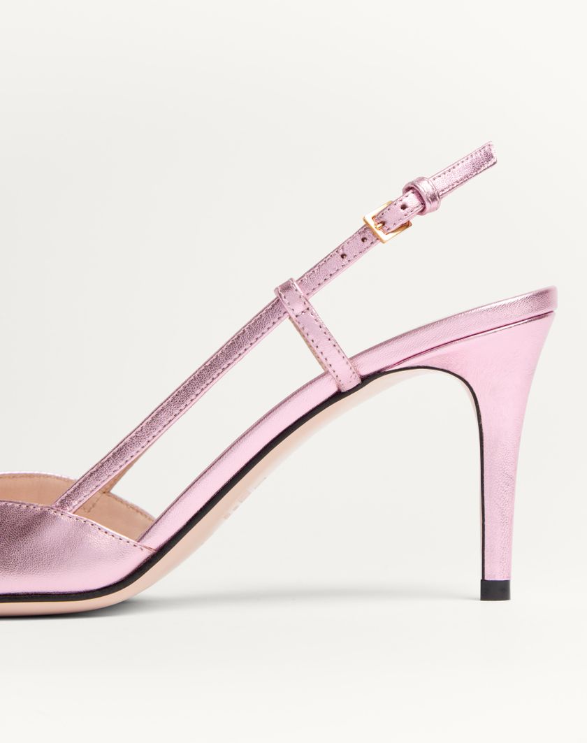 VLOGO SIGNATURE SLINGBACK PUMP IN LAMINATED NAPPA LEATHER 80MM - Image 8